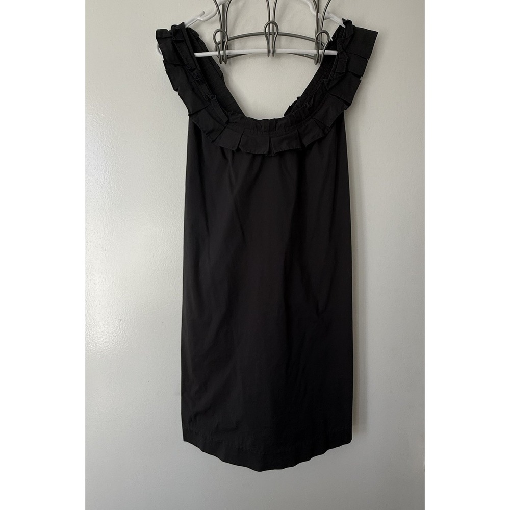 Anthropologie Fei Dress Size 4 Charcoal‎ Ruffle Strap Fit Flare Lined